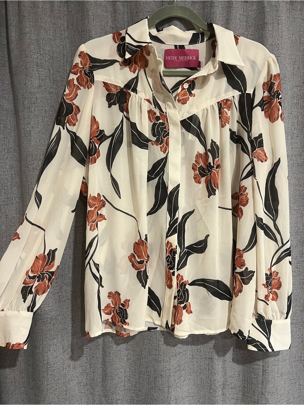 Heidi Merrick, NWT, Iris Georgette Cream Blouse, L